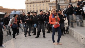 Tourists enjoying the police cordon 